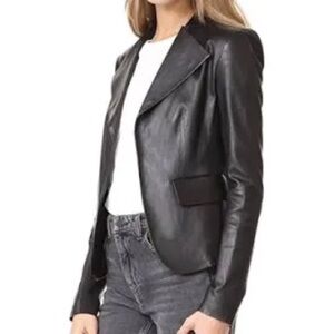 Theory Black Leather Blazer